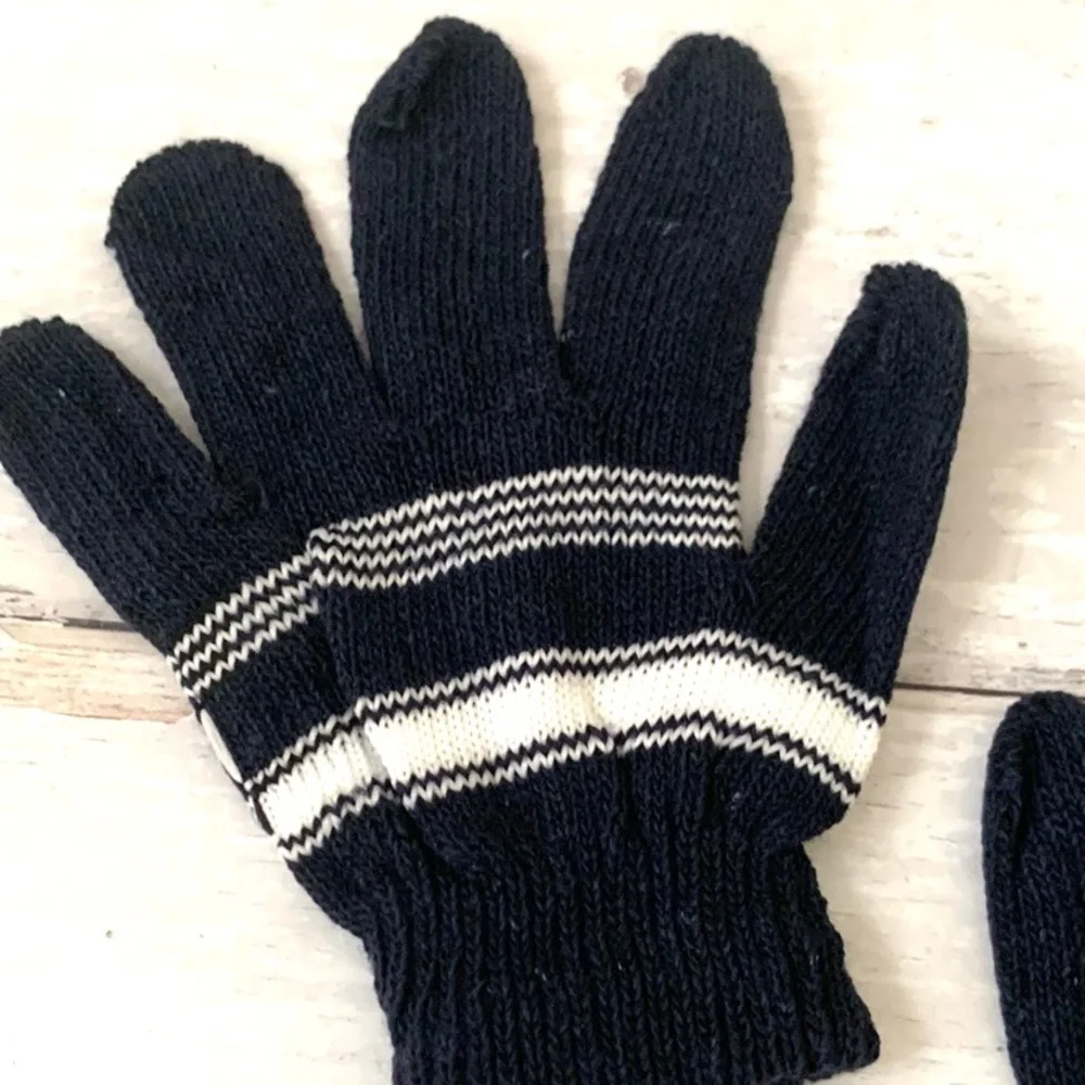 L.L. Bean Kids Wool Blend Mittens Winter Gloves Boys Navy Blue Fits 3-7 Yrs NEW